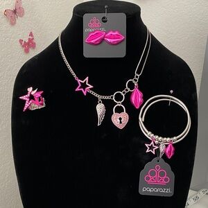 Paparazzi Fuchsia Star and Heart Jewelry Set